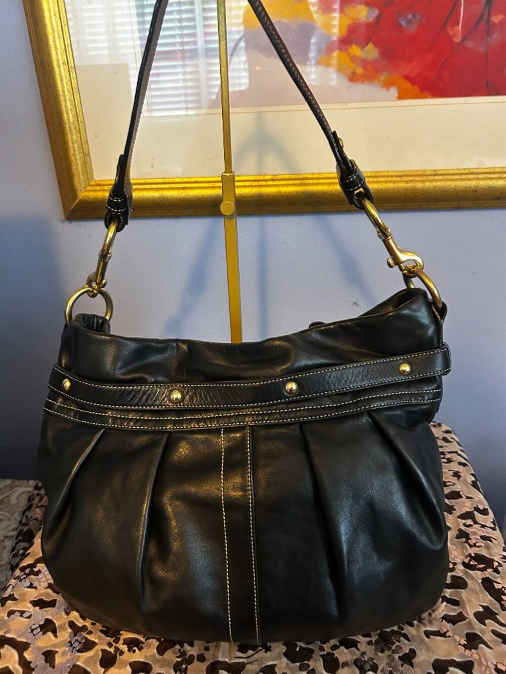 . Coach Hampton Hobo – Black Calf Leather – Gold ton Hardware – Vintage – Excel - Picture 2 of 10